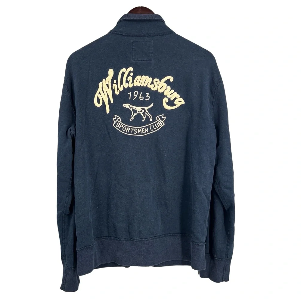 J.CREW Sweater Jacket Williamsburg Sportsmen Vintage Fleece Blue Full Zip Size L